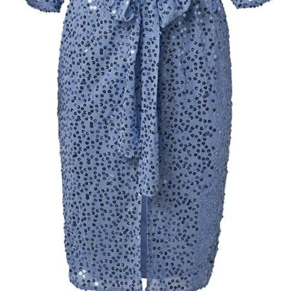 💃🏻Host Pick 💃🏻 Blue Sequin Tie-Front Dress, Size 4 - Picture 4 of 5